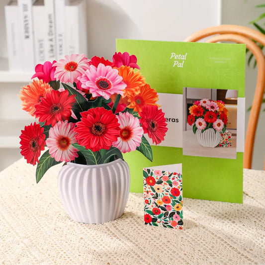 Cheerful Gerberas paper pop-up bouquet of bright gerbera daisies — PetalPal