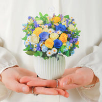Mini-Cerulean-Dream-small-paper-pop-up-bouquet-of-blue-and-gold-roses-—-PetalPal